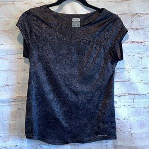 Columbia Shirt Womens Small Titanium Quick Dry Athletic Active Wear Floral Gray